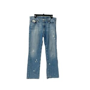 Lucky Brand Dungarees Boyfriend Distressed Splatter Light Wash Jeans Size 10/30